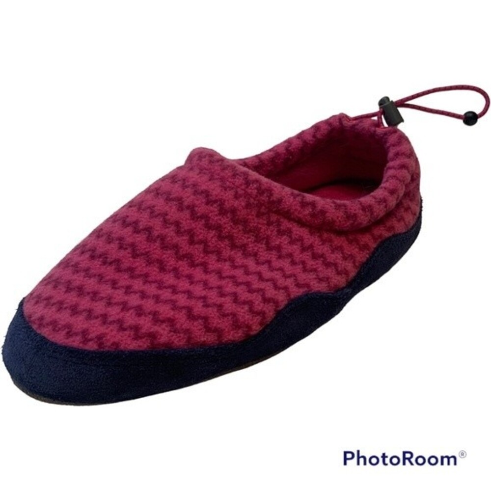 LL Bean -Kid’s Slippers, Size 1-2, Pink & Blue, Adjustable Back EUC